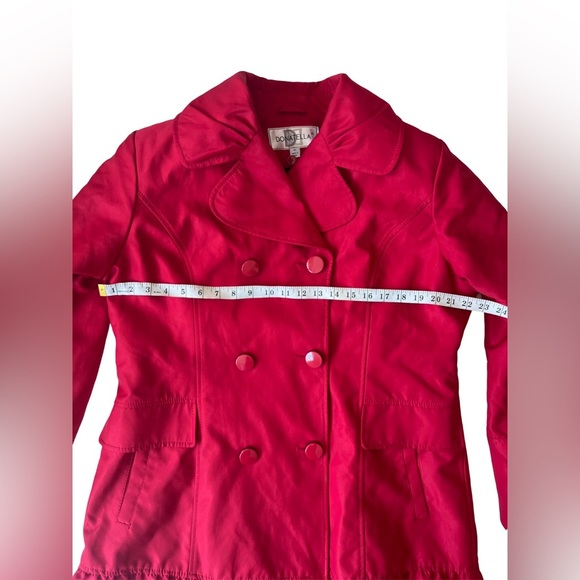 Women's Donatella Double Breasted Ruffle Hem Coat Red Size XL - Picture 4 of 14